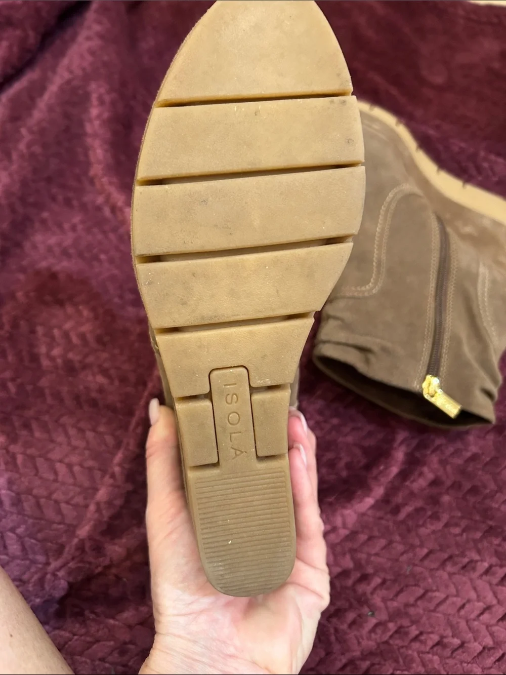 Isola Wedge Ankle Boot - Taupe Suede